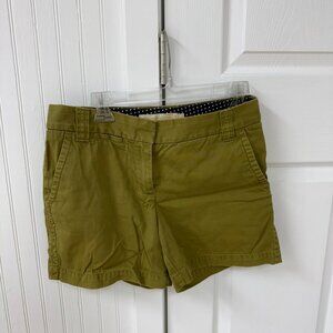 J Crew Women's Army Green Cotton Chino Shorts in City Fit - Size 4 - 5" inseam
